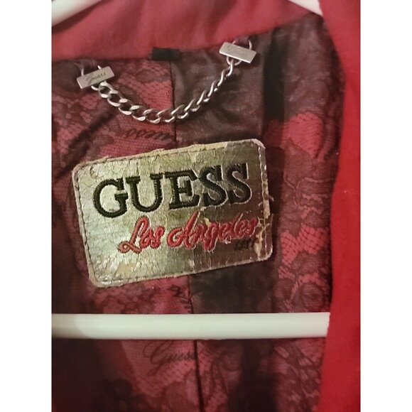 Vintage Guess Los Angeles Red Button Up Wool Blend Peacoat Size M - Picture 2 of 9